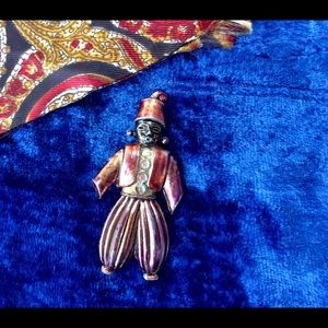 Vintage African 1940 Metal OPAL 3” Man Brooch Mark